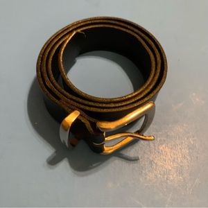 Black leather 36”- 41” belt, silver buckle